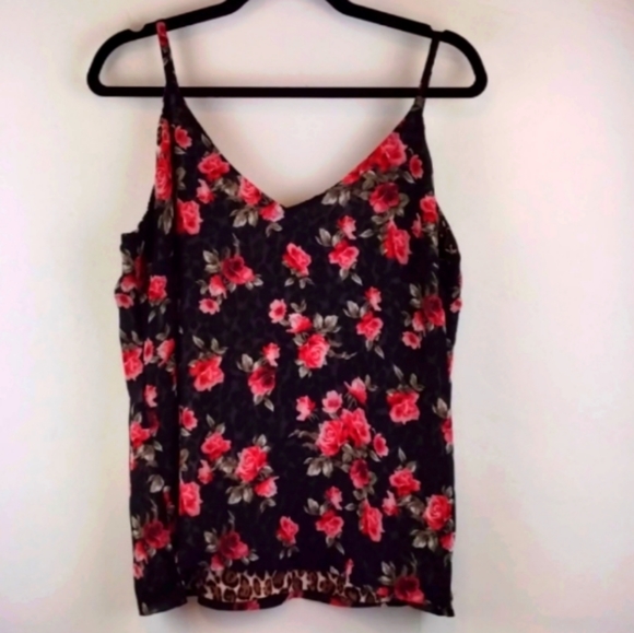 White House Black Market Reversible Black & Pink Floral to Cheetah Cami - Picture 2 of 10